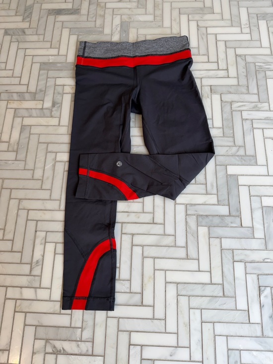 lululemon athletica Pants - lululemon athletica Gray workout leggings with Orange Accents